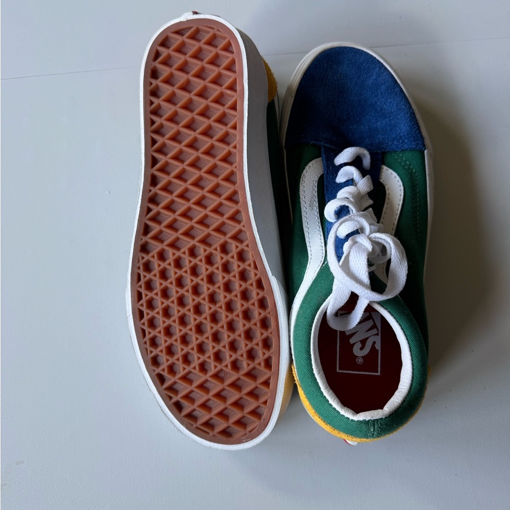 Vans Women’s Old Skool Colorblock Sneakers – Blue, Green, Red & Yellow, Size 6 - Picture 4 of 5